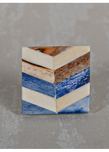 Blue, Brown and White Square Bone Knobs