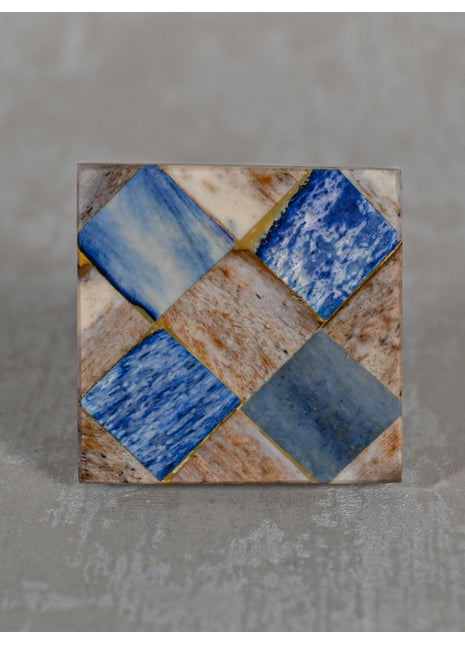 Blue and Brown Square Bone Knobs