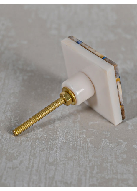 Blue and Brown Square Bone Knobs