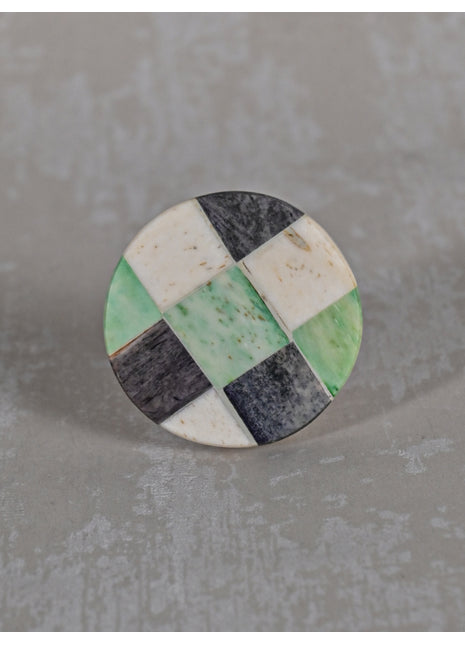 Green and Gray Round Shape Bone Knobs