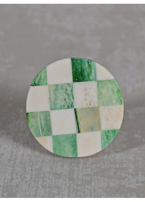 Green and White Round Shape Bone Knobs