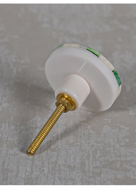 Green and White Round Shape Bone Knobs