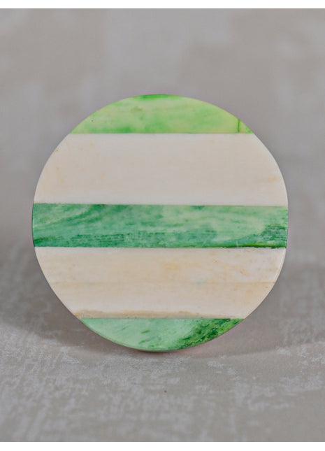 Green and White Round Shape Bone Knobs 01