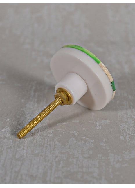Green and White Round Shape Bone Knobs 01