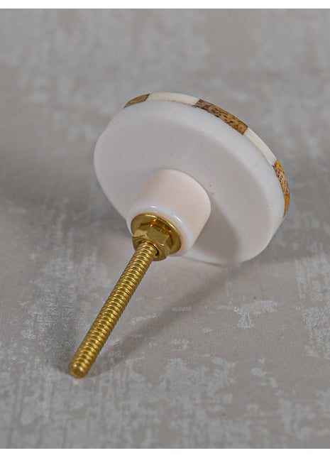 White and Brown Color Round Shape Bone Knobs