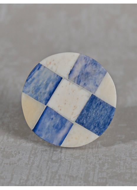 White and Blue Color Round Shape Bone Knobs