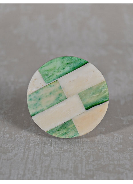White and Green Color Round Shape Bone Knobs