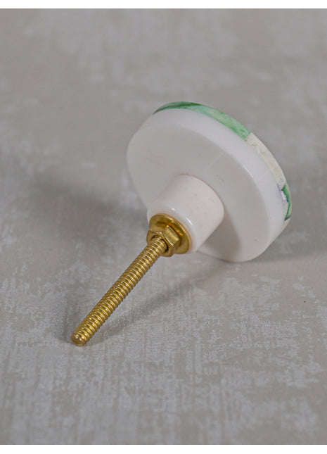 White and Green Color Round Shape Bone Knobs