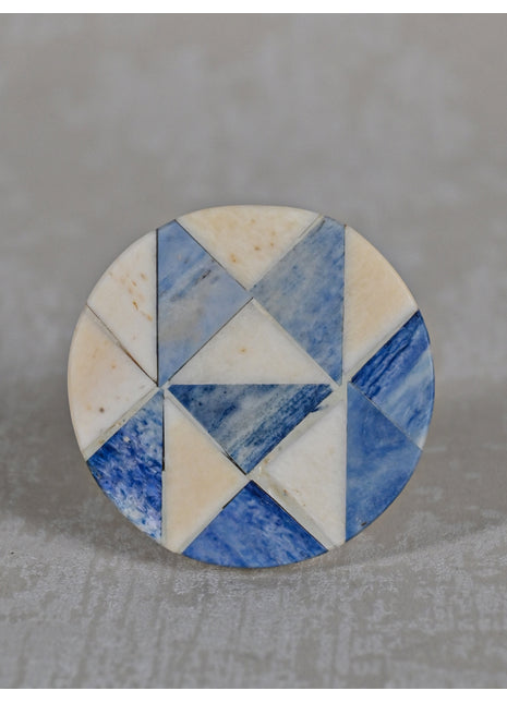 White and Blue Color Round Shape Bone Knobs