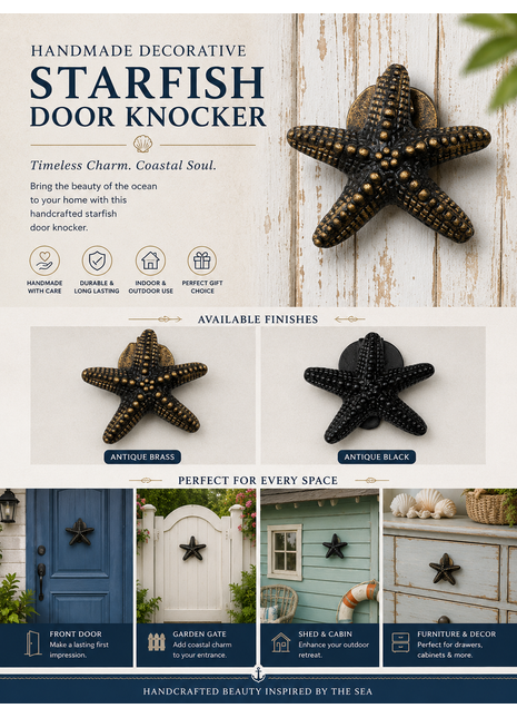 Decorative Star Fish Shape Antique Door Knocker