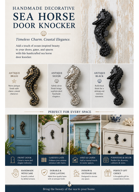 Decorative Sea Horse Fish Shape Antique Door Knocker