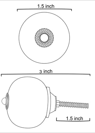 Hand painted Embossed Flower Design with Green Color on Offwhite Base Kitchen Cabinet Drawer Dresser Knob
