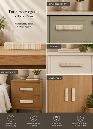 Natural Handmade Horn Bone Drawer Pull-White