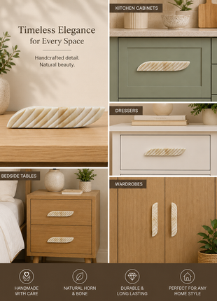 Natural Handmade Horn Bone Drawer Pull-Cream