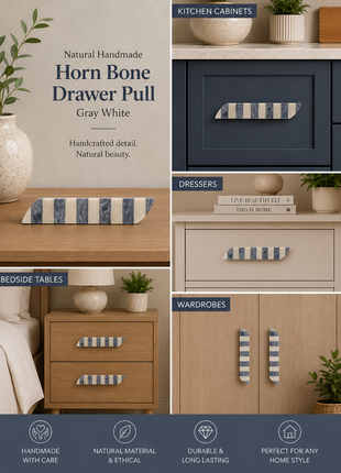 Natural Handmade Horn Bone Drawer Pull-Gry