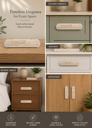 Natural Handmade Horn Bone Drawer Pull-White