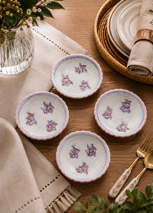 Handmade Blue Pottery Sushi Serving Plate 5 inch (Set of 4)