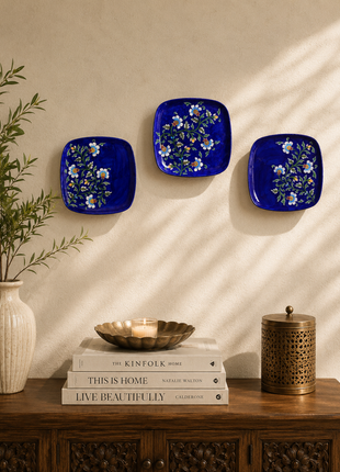Series of 3 Hand Painted Wall Plates, Decorative Plates, Wall Hanging Plates