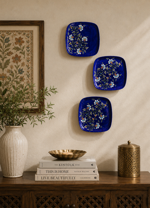Series of 3 Hand Painted Wall Plates, Decorative Plates, Wall Hanging Plates