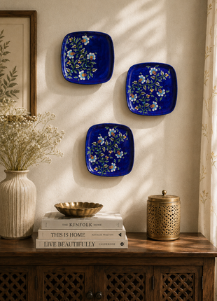 Series of 3 Hand Painted Wall Plates, Decorative Plates, Wall Hanging Plates