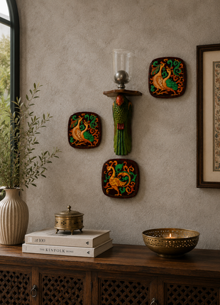 Series of 3 Hand Painted Wall Plates, Decorative Plates, Wall Hanging Plates
