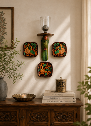 Series of 3 Hand Painted Wall Plates, Decorative Plates, Wall Hanging Plates