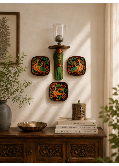 Series of 3 Hand Painted Wall Plates, Decorative Plates, Wall Hanging Plates