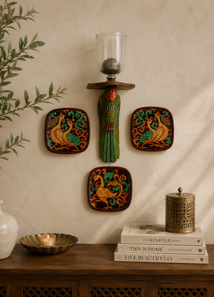 Series of 3 Hand Painted Wall Plates, Decorative Plates, Wall Hanging Plates