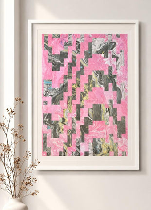 Suminagashi Mosaic art 1 — Pink & Grey