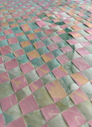 Suminagashi Weave Art Series 3 — Pastel Palette (Pink, Mint)