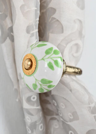 Green Design Ceramic Drawer Cabinet Knob & Curtain Tie Bundle