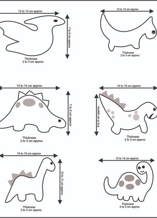 Dinosaur Set Wool Felt – 14–15 cm Handmade Décor