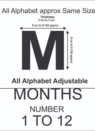 1-12 Numbers & Months Wool Felt Garland – 8–10 cm Multicolor Letters