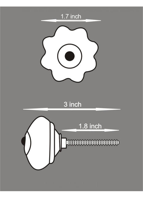 White Ceramic Drawer Cabinet Knob With Blue Color