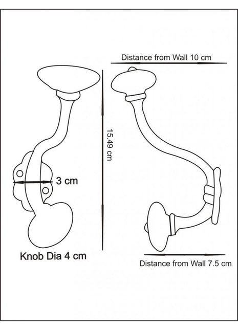Blue design on White Base Ceramic knob With Metal Wall Hanger