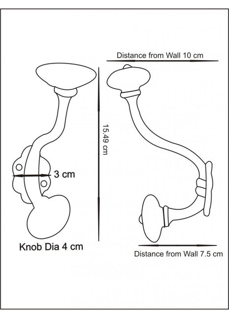 Blue design On White Base Ceramic Knob With Metal Wall Hanger