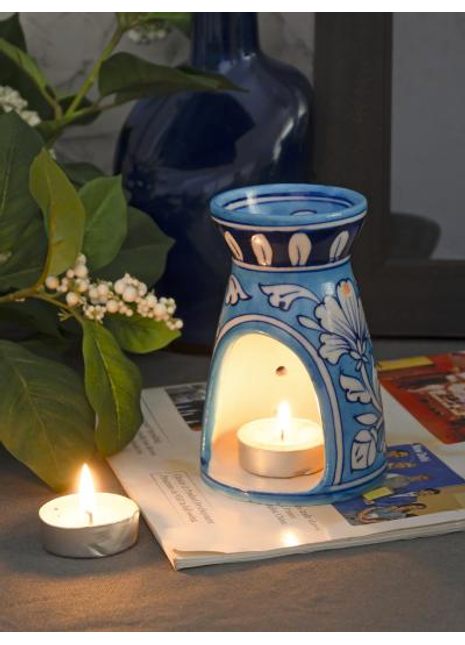 Turquoise, Blue and White Ceramic Pottery Oil Burner/Warmer