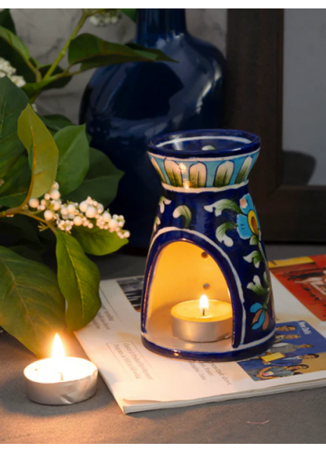 Blue, Turquoise, Yellow and Pink Ceramic Pottery Oil Burner/Warmer