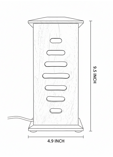 Beautiful Unique Wooden Table lamp (Size H: 9.5" x W: 4.9")