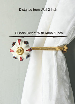 Curtain Tie Backs Hook Decorative Wall Hook- Blue Flower (Set of Two)