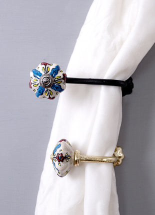 Curtain Tie Backs Hook Decorative Wall Hook- Turquoise Base (Set of Two)