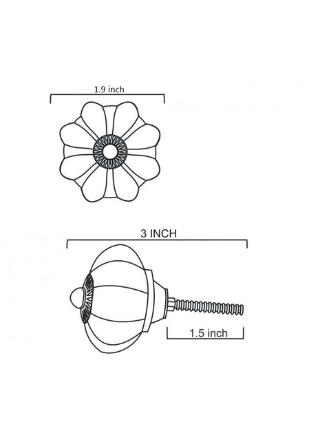 Blue Flower design On White Base Ceramic Door Knob