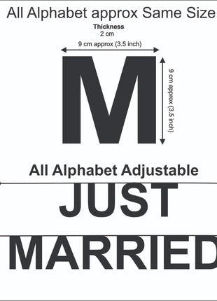Just Married & Heart Shape Wool Felt Garland – 8–10 cm White Letters