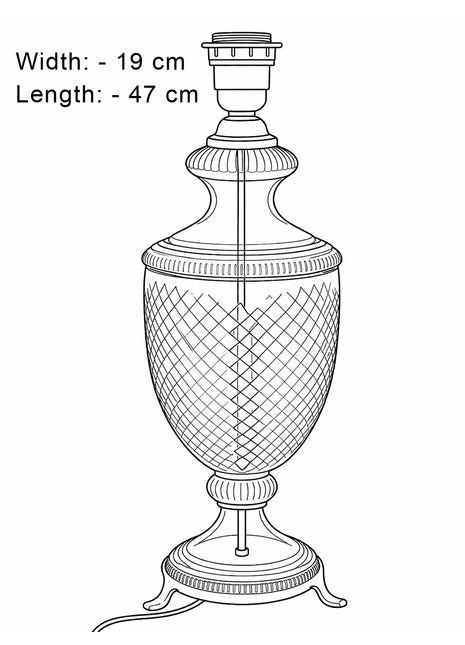 Antique Brass & Diamond-Cut Glass Urn Table Lamp