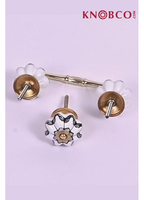 Beautiful Design On White Background Color Ceramic Knob