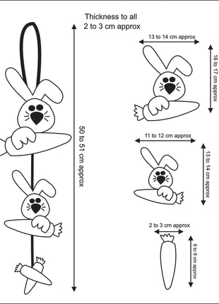 Handmade Wool Felt Easter Bunny and Carrot Hanging Garland – Festive Spring Wall Decor