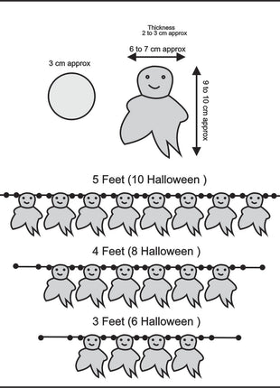 Halloween Ghost Wool Felt Garland – Handmade Orange & Black Ghost Felt Banner
