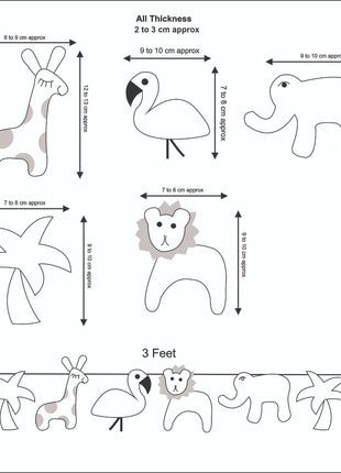 Handmade Wool Felt Safari Animal Garland – Jungle Nursery Wall Hanging Decor
