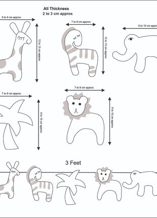 Handmade Wool Felt Safari Animal Garland – Baby Nursery Wall Hanging Decor
