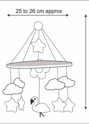 Handmade Wool Felt Flamingo Baby Crib Mobile – Star & Cloud Nursery Hanging Decor